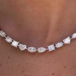 Multi-cut Diamond Statement Tennis Necklace in White Gold