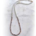 Pink Diamond & White Topaz Solid Gold Necklace