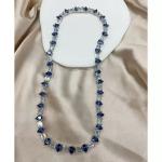 65Ct Pear Tanzannite & Emerald Cut Diamond 14k White Gold Plated Tennis Necklace