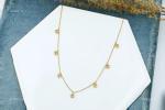14K Gold Round Cut Diamond Boho Necklace