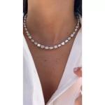 Multi-cut Diamond Statement Tennis Necklace in White Gold