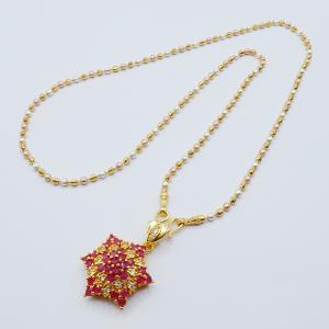 24" Gold-Plated Pink Gemstone Necklace Pendant