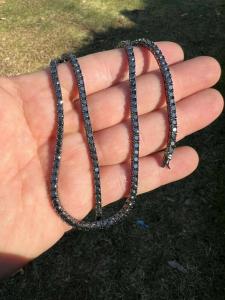 20ct Round Lab Created Diamond Women 3mm Tennis Necklace 14K Black Gold Plated