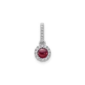 14k White Gold Red Gemstone Diamond Necklace