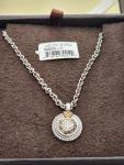 Judith Ripka 18K Gold Sterling Silver Pave Diamond Pendant Necklace-17.25"