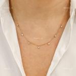 14K Gold Round Cut Diamond Boho Necklace