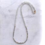 Grey Diamond and White Topaz Gold Necklace