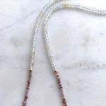 Pink Diamond & White Topaz Solid Gold Necklace