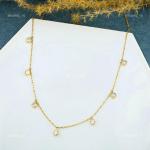 14K Gold Round Cut Diamond Boho Necklace