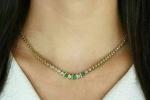 Round Lab Created Emerald Tennis Necklace in Gold