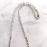 Grey Diamond and White Topaz Gold Necklace