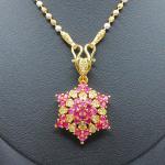 24" Gold-Plated Pink Gemstone Necklace Pendant