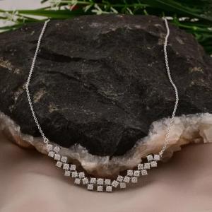Natural Diamond Necklace in Solid 14K White Gold