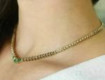 Round Lab Created Emerald Tennis Necklace in Gold