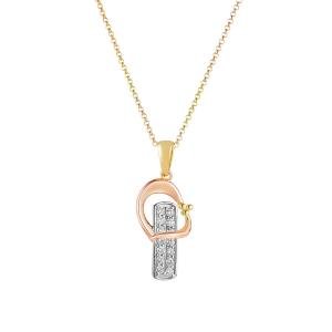 Three Tone Gold Diamond Pendant Necklace