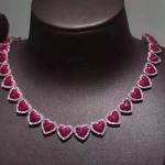 26CT Round Lab-Created Red Ruby Tennis Necklace