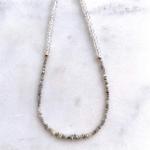 Grey Diamond and White Topaz Gold Necklace
