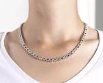 Multicolor Sapphire Tennis Necklace in White Gold