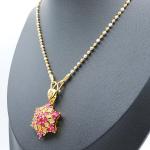 24" Gold-Plated Pink Gemstone Necklace Pendant