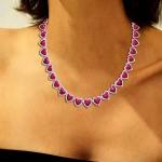 26CT Round Lab-Created Red Ruby Tennis Necklace