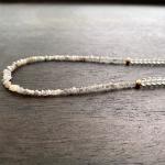 Grey Diamond and White Topaz Gold Necklace