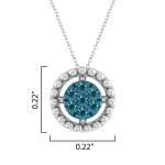 Blue Diamond Circle Pendant Necklace in White Gold