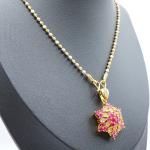 24" Gold-Plated Pink Gemstone Necklace Pendant