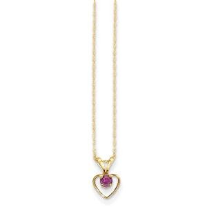 14K Yellow Gold Rhodolite Garnet Heart Necklace