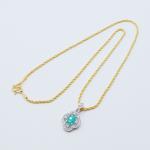 24K Gold Plated Green Gem Diamond Pendant Necklace