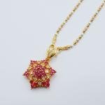 24" Gold-Plated Pink Gemstone Necklace Pendant