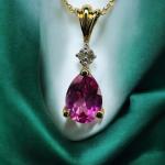 Pink Sapphire and Diamond Necklace in 10K Gold