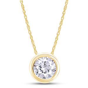 Solitaire Pendant Necklace with Simulated Diamond 14K Gold