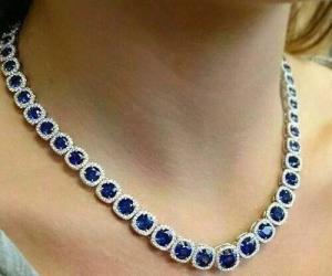 25CT Round Lab Created Sapphire Women's Tennis Necklace 14K White Gold Finish
