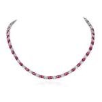 Oval Lab Created Ruby Tennis Necklace in White Gold