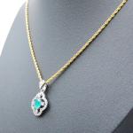 24K Gold Plated Green Gem Diamond Pendant Necklace