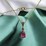 Pink Sapphire and Diamond Necklace in 10K Gold