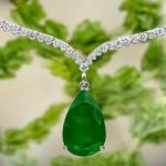 24 Ct Pear Emerald & Diamond Tennis Necklace