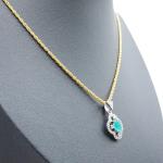 24K Gold Plated Green Gem Diamond Pendant Necklace