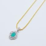 24K Gold Plated Green Gem Diamond Pendant Necklace