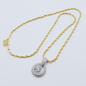 Gold Plated CZ Diamond Gemstone Pendant Necklace
