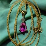 Pink Sapphire and Diamond Necklace in 10K Gold