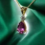 Pink Sapphire and Diamond Necklace in 10K Gold