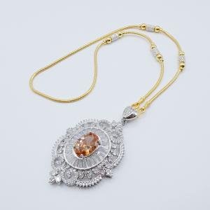 Orange Gemstone Pendant Necklace in 24K Gold