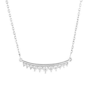 14K White Gold Round Diamond Pendant Necklace