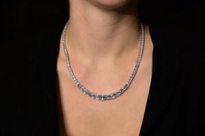 Created Asscher Diamond Gold Plated Tennis Necklace