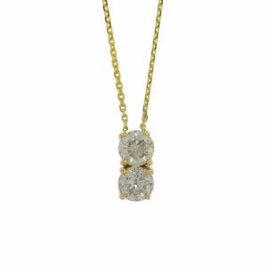 14Kt Gold Two Stone Diamond Pendant Necklace
