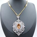 Orange Gemstone Pendant Necklace in 24K Gold