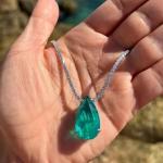 25 Ct Green Paraiba & Diamond Tennis Necklace