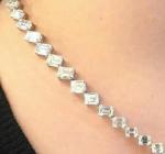 17CT Oval Cut Lab Created Sapphire Women's Tennis Necklace 14K White Gold Finish