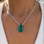 25 Ct Green Paraiba & Diamond Tennis Necklace